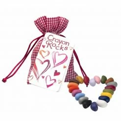 Toddler Toys CRAYON ROCKS - 20 Natural Soy Wax Crayons HEART Bag (Stimulating Tripod Grip)