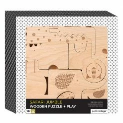 Toddler Toys PETIT COLLAGE - Safari Wooden Puzzle & Play Set