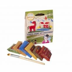 Arts & Crafts NATURAL EARTH PAINT - Children's Earth Paint - Kit DISCOVERY 1 Litre, 1 Bamboo Brush