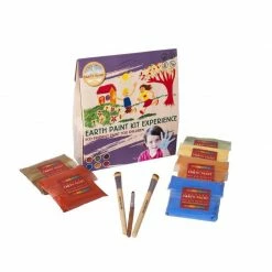 Arts & Crafts NATURAL EARTH PAINT - Children's Earth Paint - Kit EXPERIENCE 2 Litres, 3 Bamboo Brushes