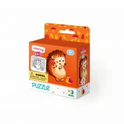 DODO TOYS - 16pcs - Colouring Puzzle 2 In 1 Hedgehog Games & Puzzles