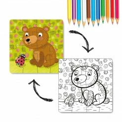 DODO TOYS - 16pcs - Colouring Puzzle 2 In 1 Bear Games & Puzzles