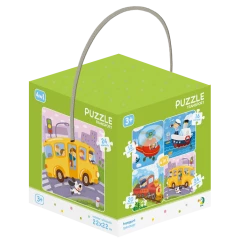 DODO TOYS - Puzzle 4in1 - 12-16-20-24 Elements - Transport