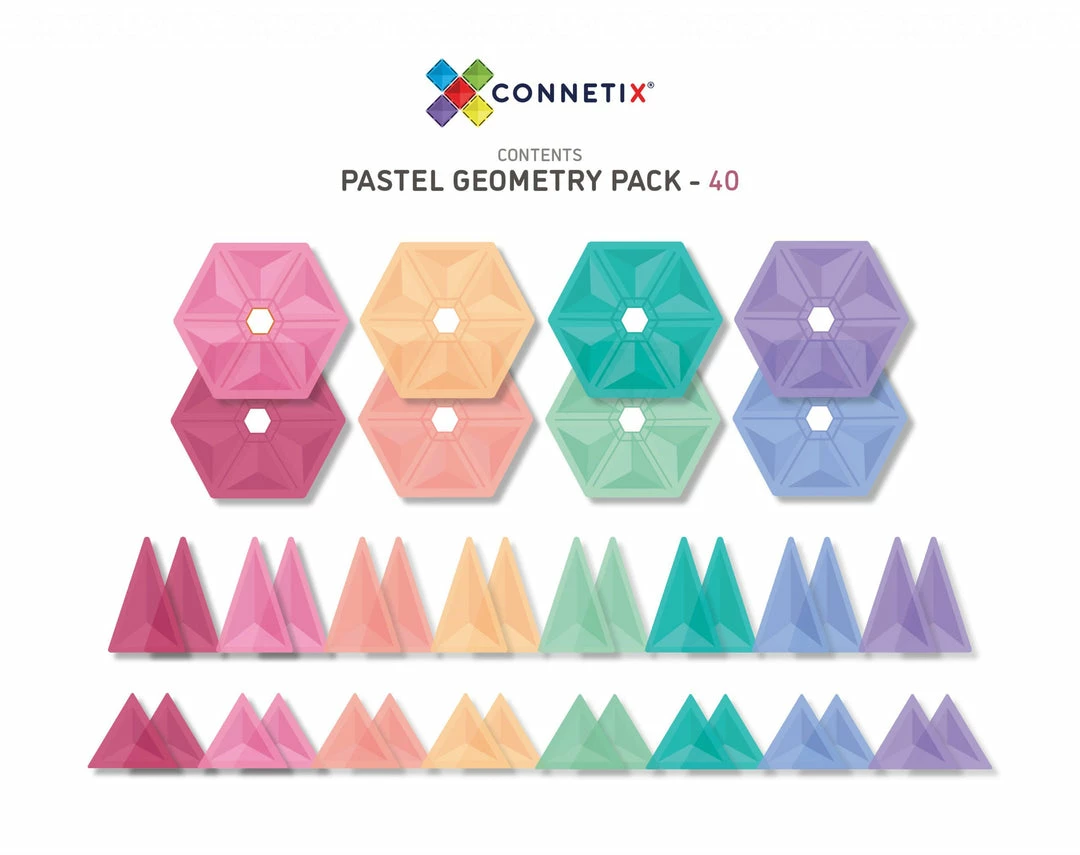 Connetix Tiles CONNETIX - 40 Piece Pastel Geometry Pack Open-Ended Play