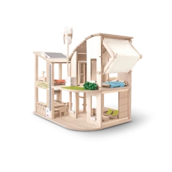 Miniature Play Worlds PlanToys - Green Dollhouse With Furniture