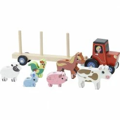 VILAC - Tractor And Trailer With Animals Stacking Game Toddler Toys