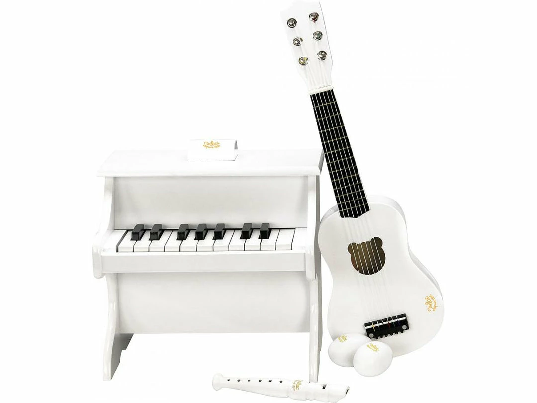 VILAC - 18-Key White Upright Piano With Scores