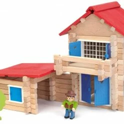Jeujura Building & Construction JEAJURA - 140 Pieces Construction Wooden House In Box