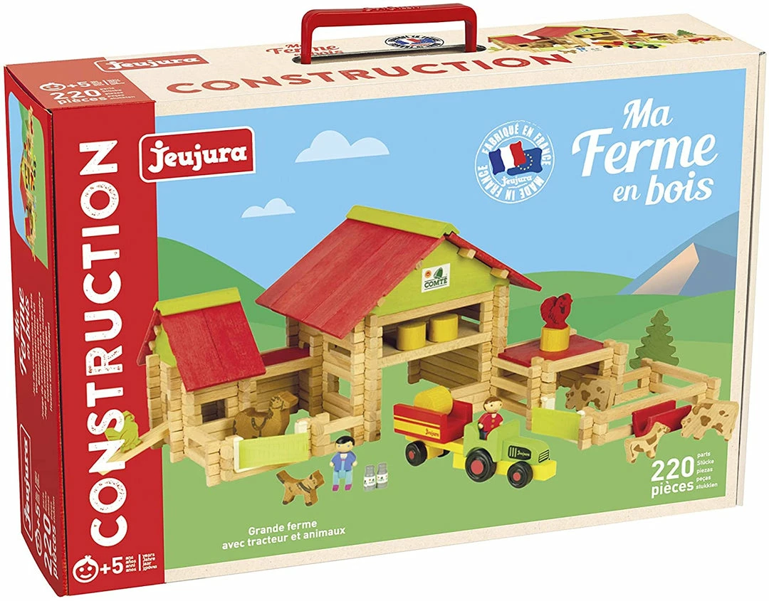 Building & Construction JEUJURA - Big Farm With Tractor & Animals- 220 Pcs