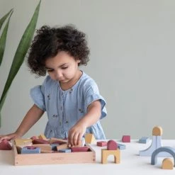 Toddler Toys LITTLE DUTCH -Wooden Building Blocks Pure & Nature