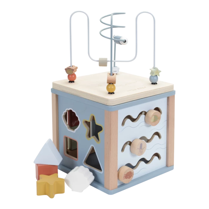 LITTLE DUTCH - Wooden Activity Cube - Ocean Toddler Toys