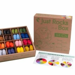 CRAYON ROCKS - Just Rocks In A Box - 64 Natural Soy Wax Crayons In 16 Colours (Stimulating Tripod Grip)