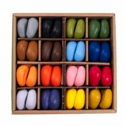 CRAYON ROCKS - Just Rocks In A Box - 64 Natural Soy Wax Crayons In 16 Colours (Stimulating Tripod Grip)