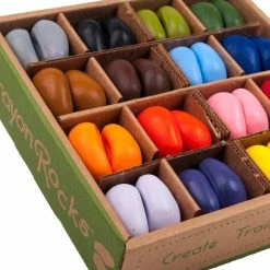 CRAYON ROCKS - Just Rocks In A Box - 64 Natural Soy Wax Crayons In 16 Colours (Stimulating Tripod Grip)