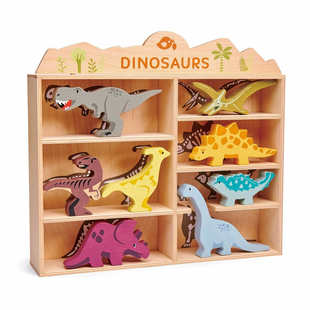 TENDER LEAF TOYS - 8 Dinosaurs With Shelf Miniature Play Worlds