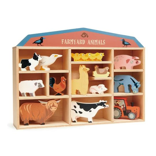 TENDER LEAF TOYS - 13 Farmyard Animals (Without The Shelf) Miniature Play Worlds