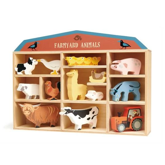 TENDER LEAF TOYS - 13 Farmyard Animals (Without The Shelf) Miniature Play Worlds